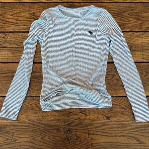 abercrombie kids Long-Sleeve Striped Tee - White & Navy